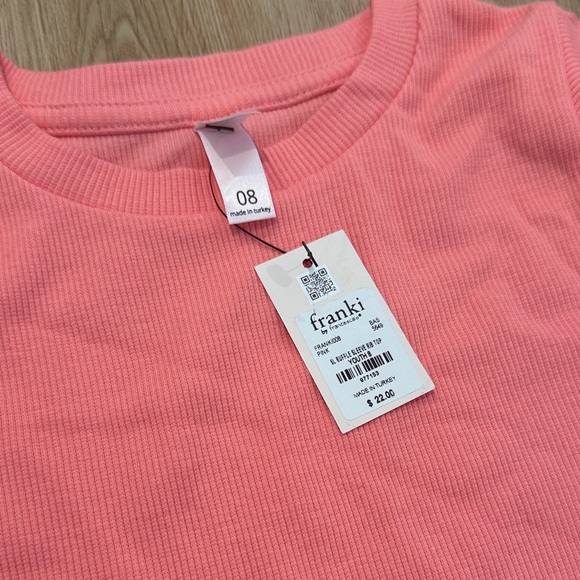 French Toast Coral Ruffle Sleeve Tee - Picture 3 of 3